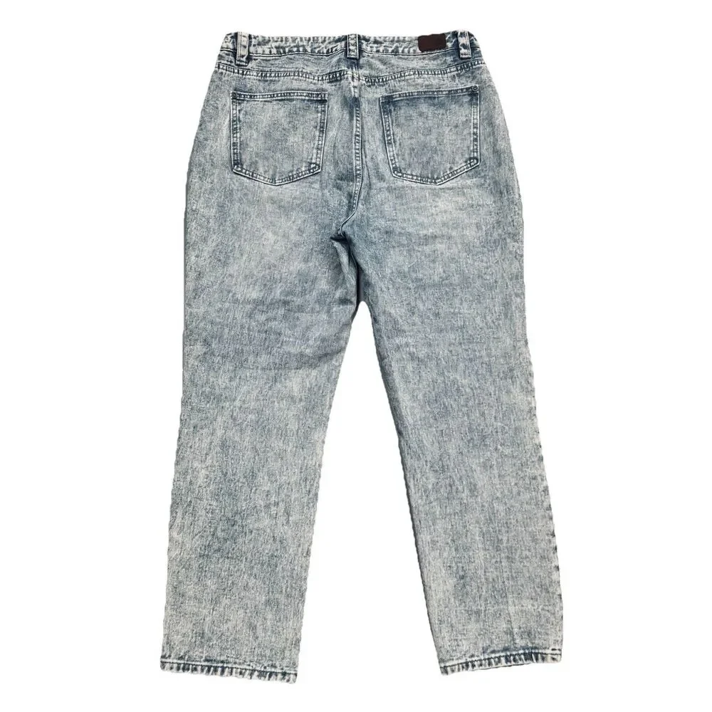 Rubberband Boyfriend Jeans 11/12 (32x26) Blue Stonewash Distressed Denim Juniors